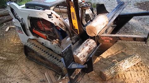 skid steer wood splitter video|bobcat attachments wood cutter splitter.